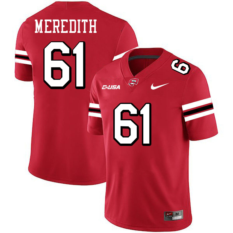 Jordan Meredith WKU Jersey,Western Kentucky Hilltoppers #61 Jordan Meredith Jersey Youth-Red